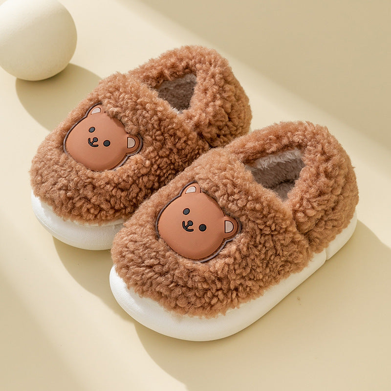 Zapatillas de algodón para niños, muebles de interior de dibujos animados de otoño e invierno