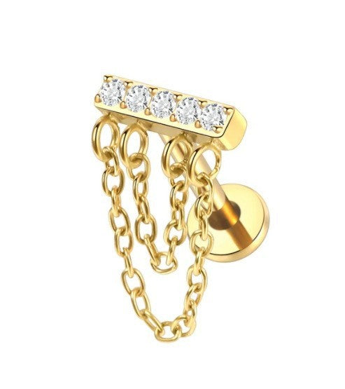Couronne d'oreille en titane pur, fil interne, chaîne, pendentif, clous d'oreille, trèfle, Labret, produit de perçage