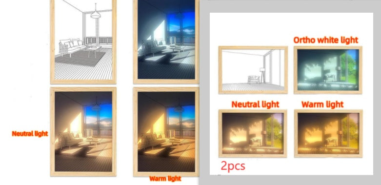 Image lumineuse LED, peinture lumineuse décorative, Style d'image de chevet, créatif et moderne, simulation du soleil, dessin, veilleuse, cadeau