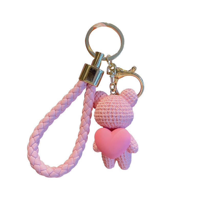 Porte-clés poupée en forme de cœur d'amour, petit ours, pendentif mignon de célébrité d'internet