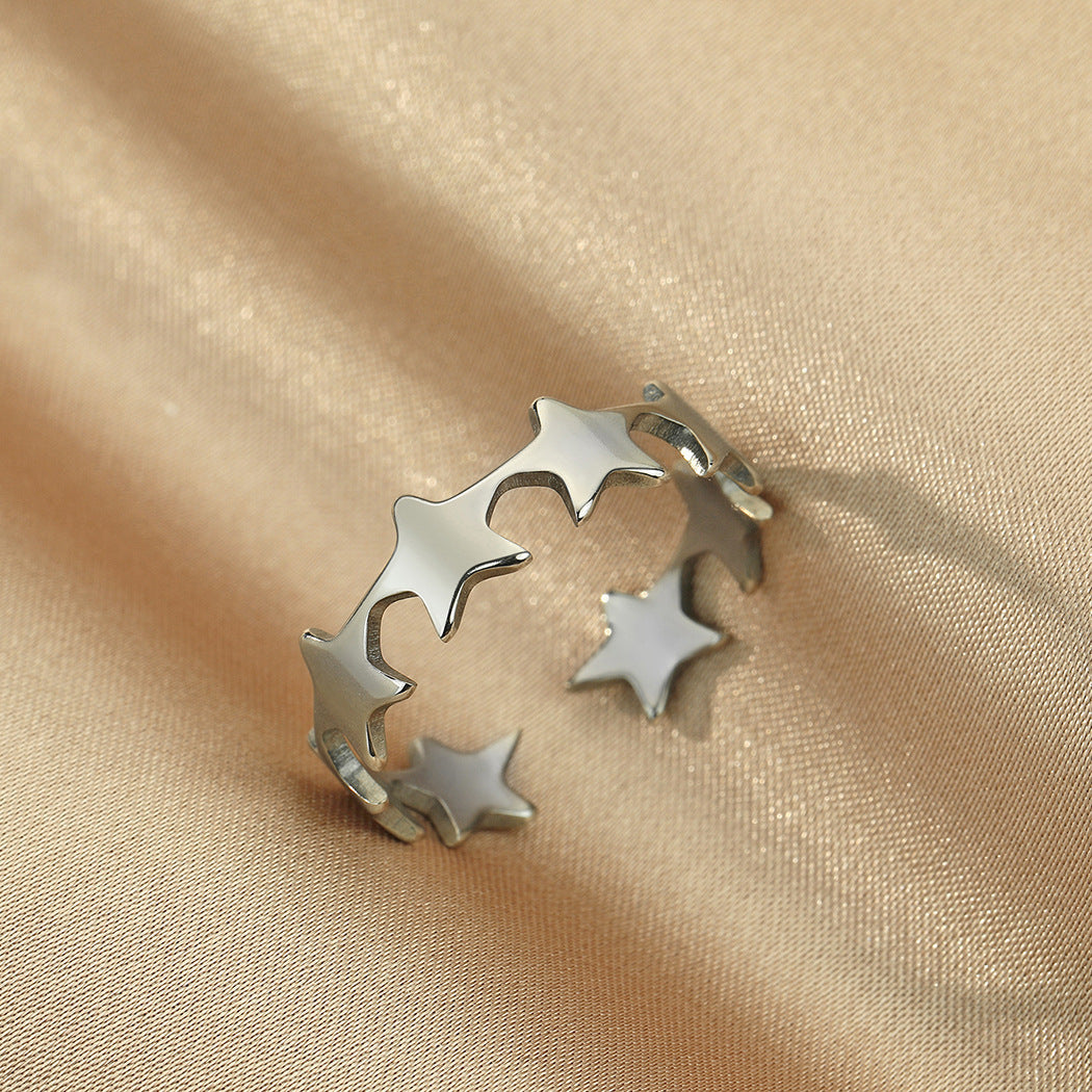 Anillo ajustable de estrella pequeña para mujer joyería vintage