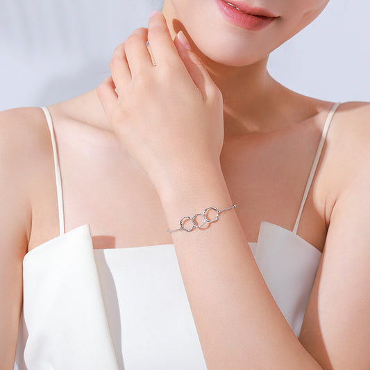 Pulsera de diseño geométrico versátil simple de plata de ley S925