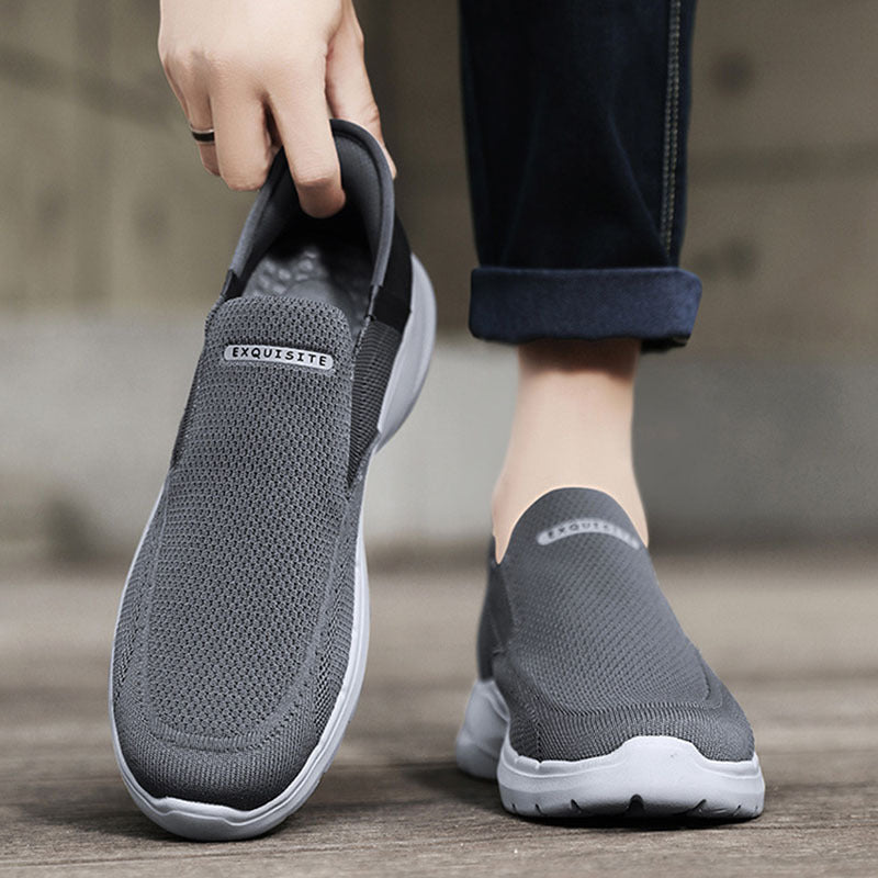Mocassins Lofter à enfiler de grande taille pour hommes, chaussures décontractées respirantes en maille tissée à la mouche