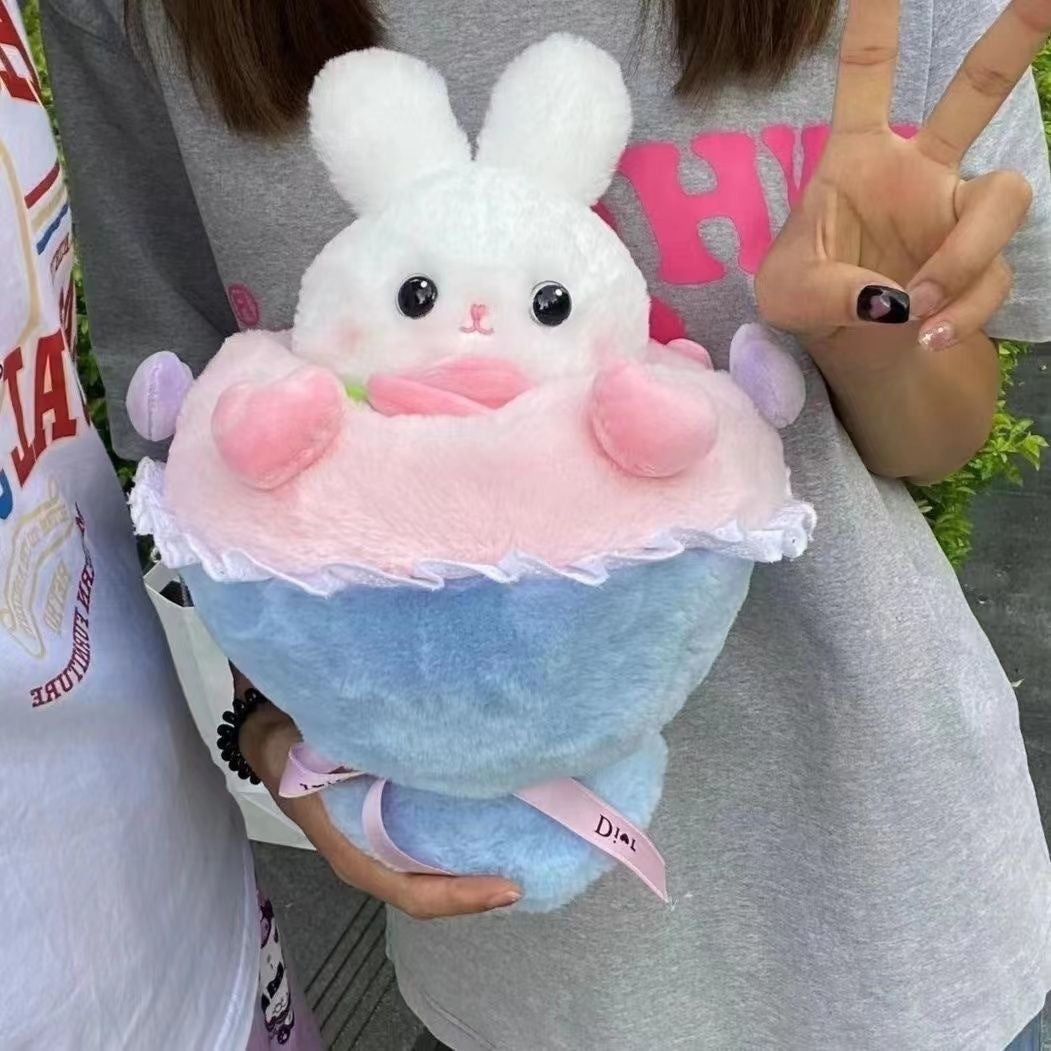Poupée en peluche de dessin animé de lapin Bouquet