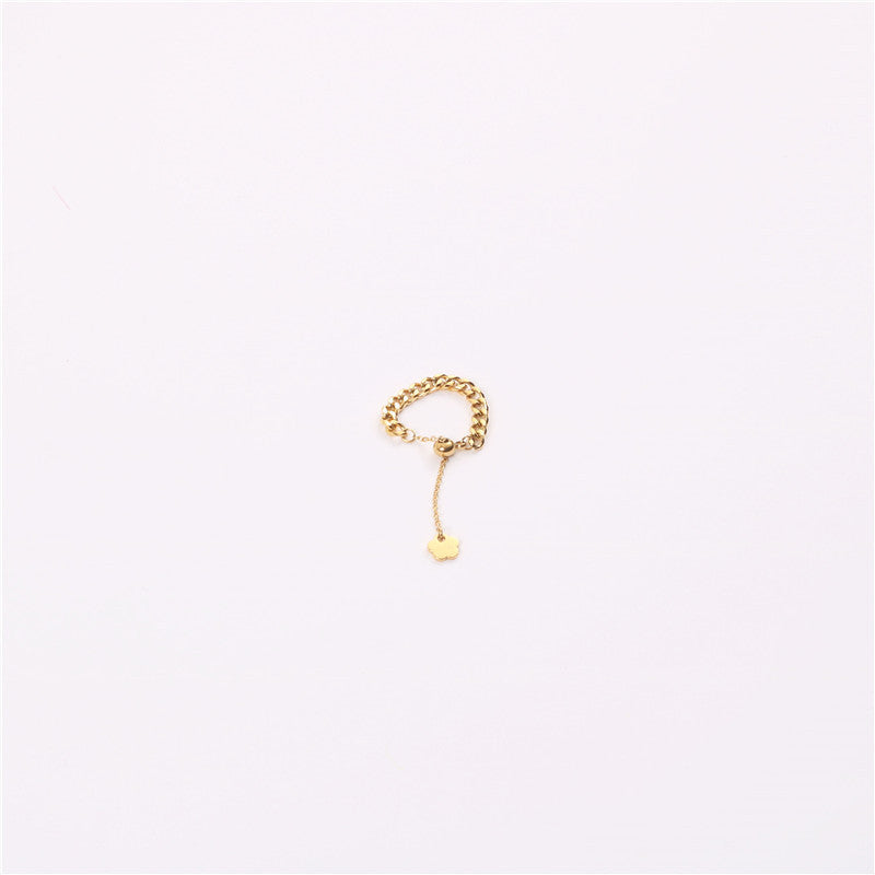 Bague à chaîne épaisse Simple européenne et américaine pour femme, influenceur en ligne, mode tempérament, traction réglable