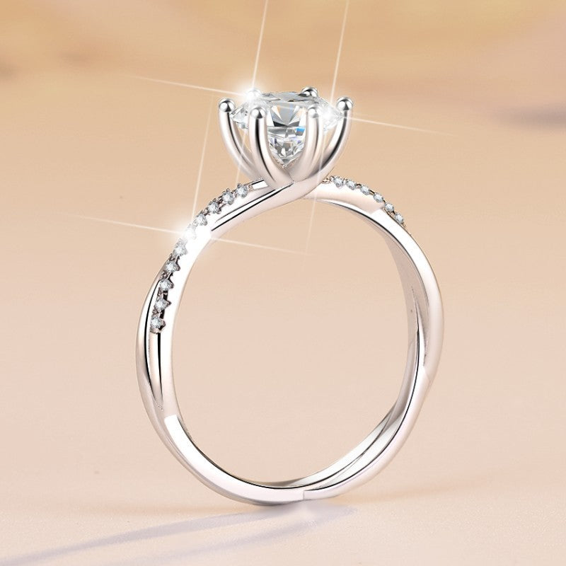 Bague Moissanite pour femme plaquée argent sterling 925