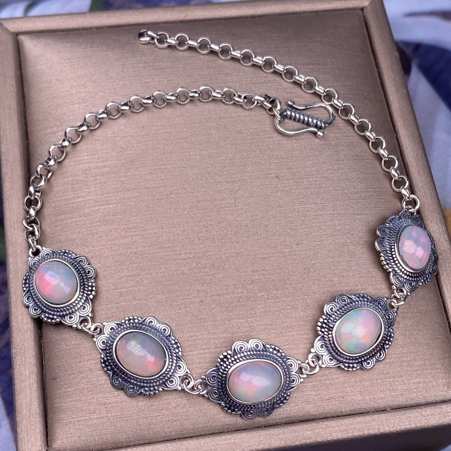 Bracelet S925 Argent Incrusté Vintage Artisanat
