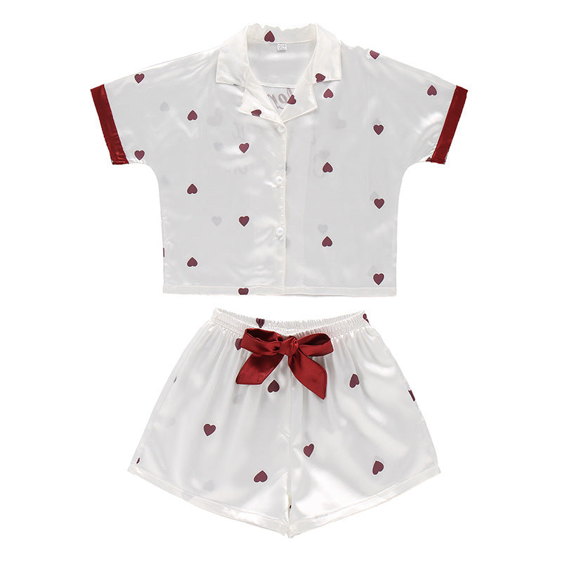 Pyjama d'été pour filles, short à manches courtes, costume deux pièces