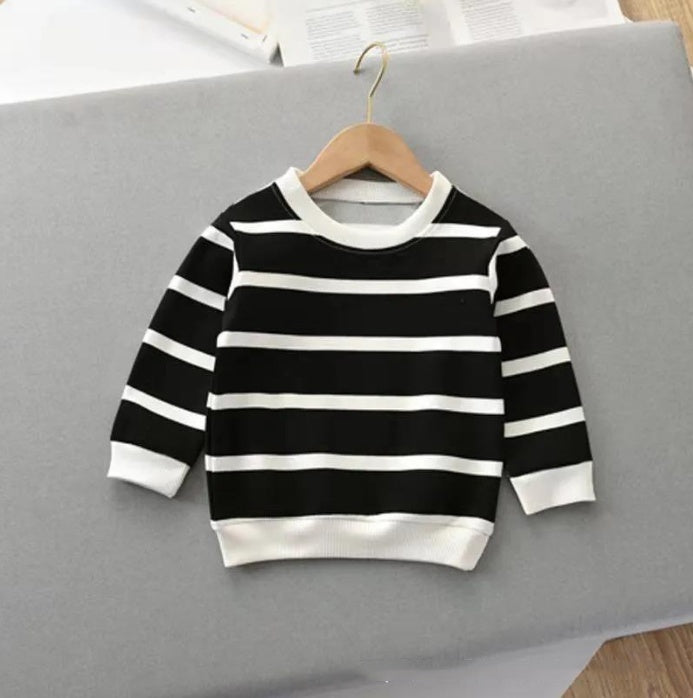 T-shirt à manches longues pour enfants, pull rayé à la mode