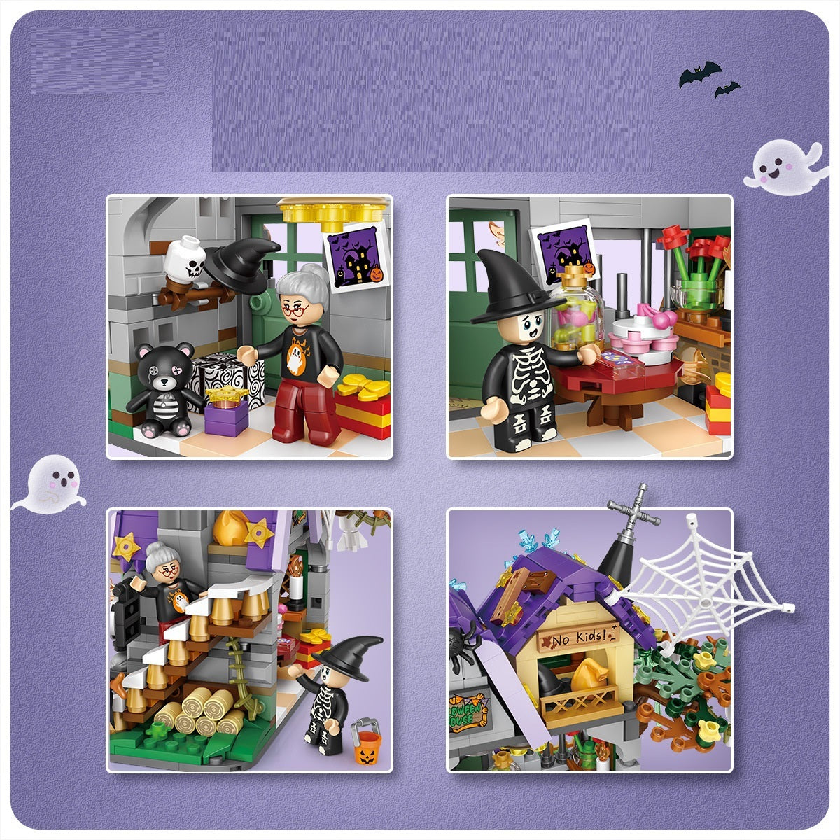 Chariot de décoration joyeux Halloween, briques pour garçons, jouets pour enfants, cadeau d'halloween
