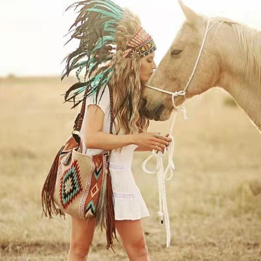 Sac rétro en coton et lin pour femmes, Portable