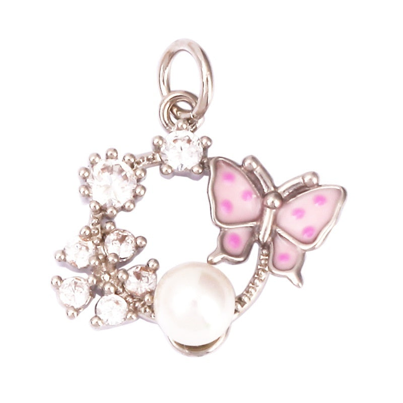 Pure Copper Micro-inlaid Color Flower Zircon Hollow Glossy Flower Listing