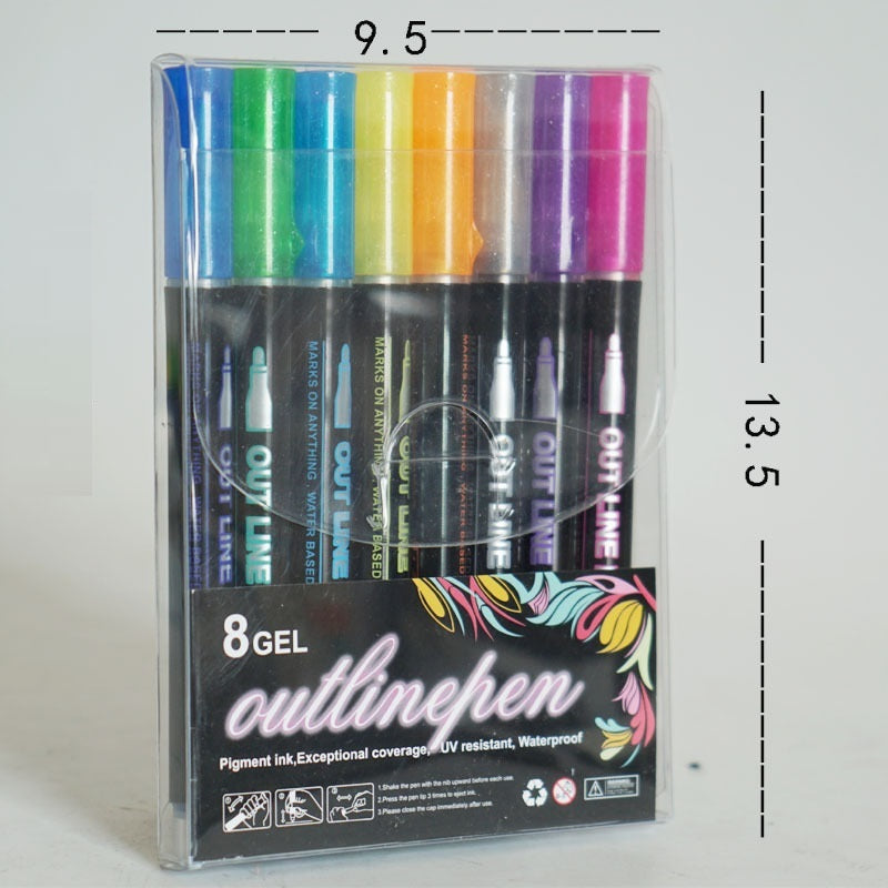 Stylo double ligne couleur métal 12 couleurs