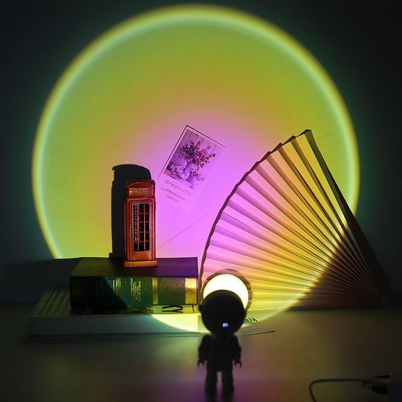 Lampe solaire de Projection arc-en-ciel, Robot astronaute Rechargeable, lampe de Table, lampe de coucher de soleil, gradation infinie, lampe d'ambiance pour chambre à coucher