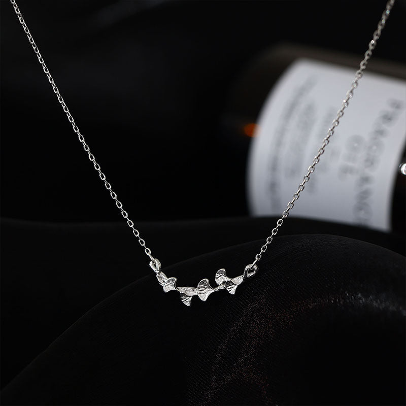 Collier feuille de Ginkgo pour femme, pendentif de luxe léger en argent Sterling S925, pendentif minoritaire