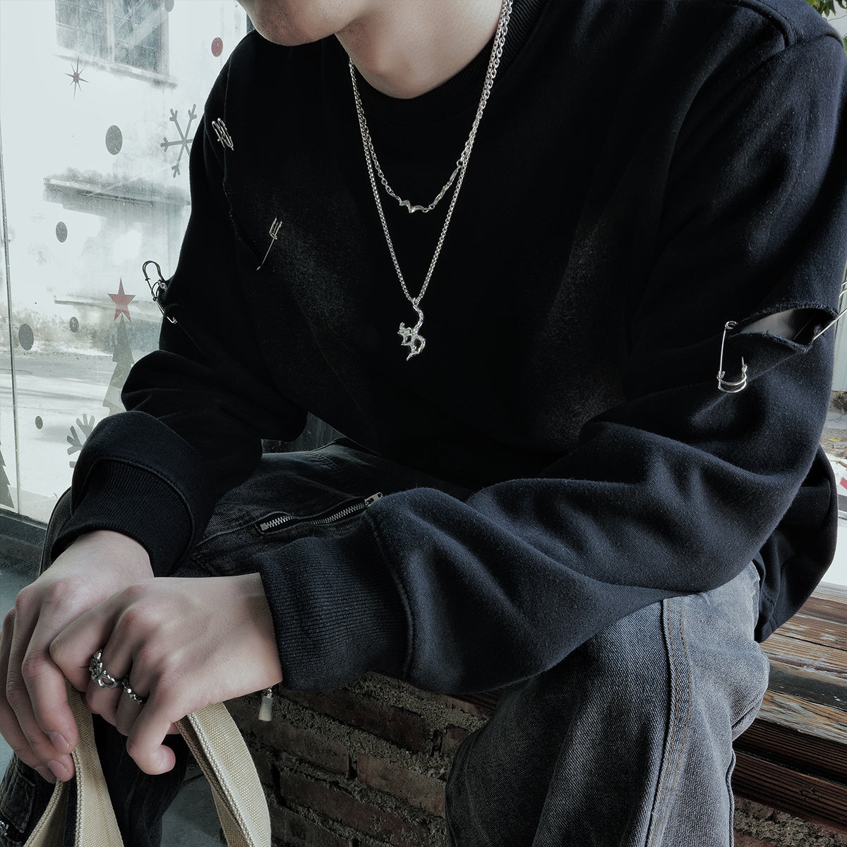 Colgante de metal líquido C Collar de acero titanio