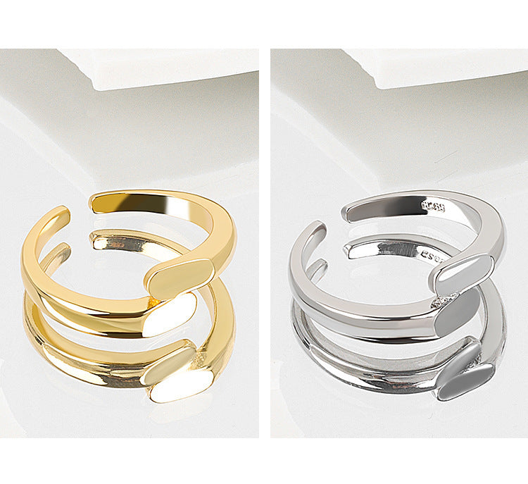 Bague féminine à lignes simples de style coréen