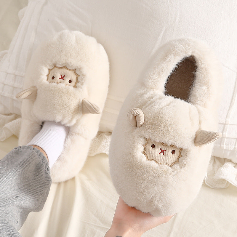 Pantoufles d'hiver chaudes en coton pelucheux pour Couple, chaussures de Confinement