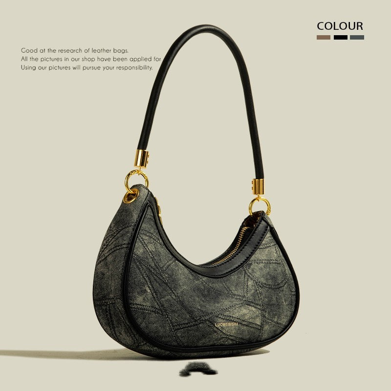 Bolso de un solo hombro con textura Niche medio antiguo Crescent