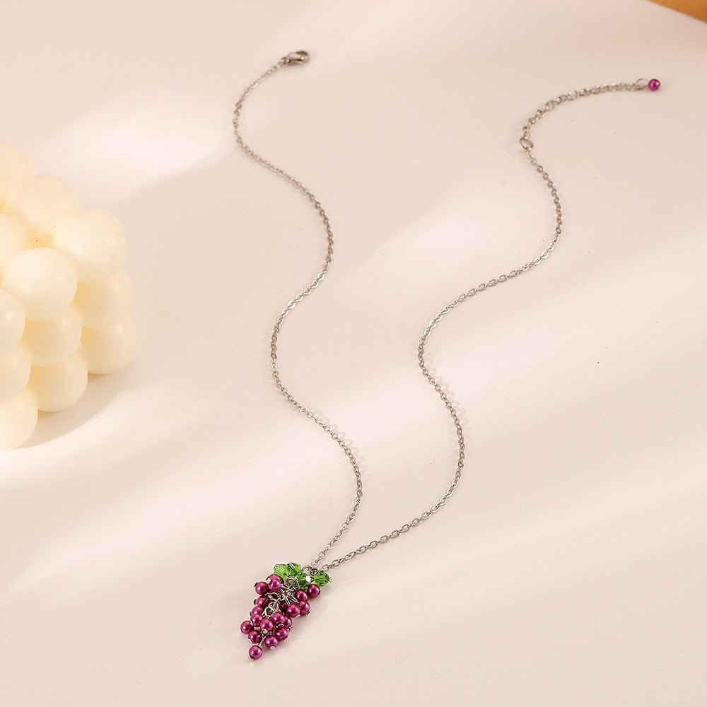 Pastoral Style Creative Grape Clavicle Chain Mori Style Purple Beaded