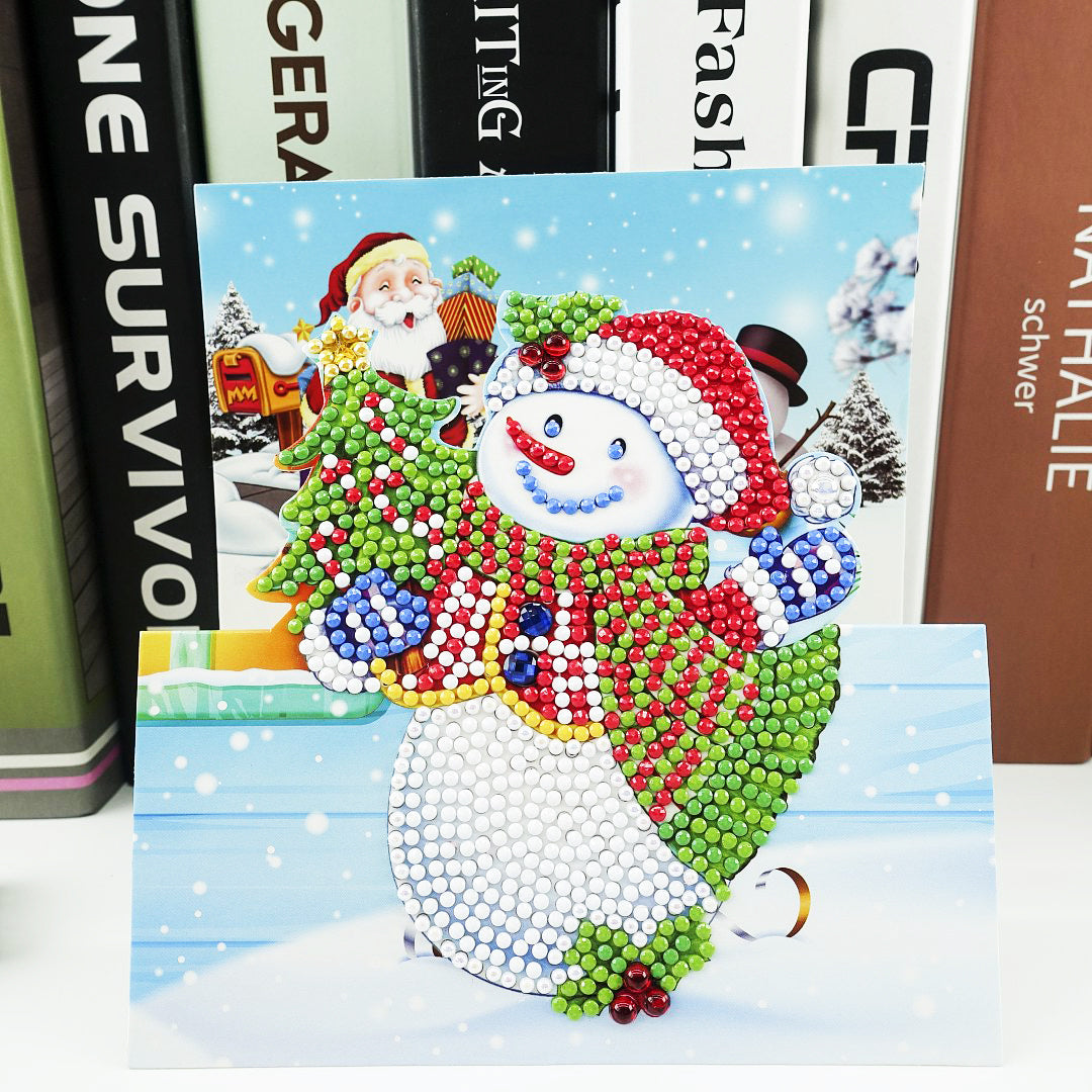 Cartes de vœux avec peinture diamant 5D, bricolage de noël, cartes postales d'anniversaire, dessin animé, Festival pour enfants, cartes de vœux brodées, cadeaux
