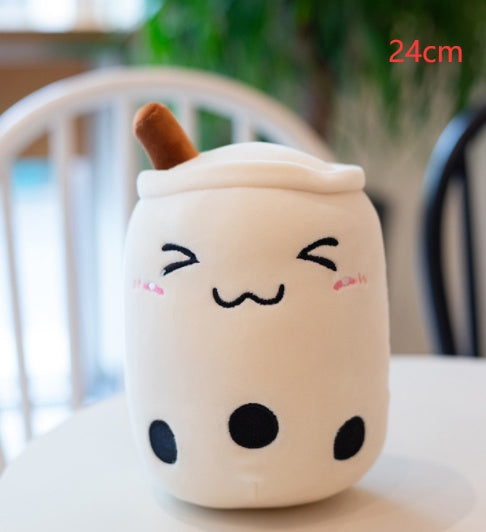 Peluche de boisson aux fruits, mignonne, douce, fraise, lait, thé, tasse de thé Boba, jouet bulle de thé, oreiller, coussin, cadeau pour enfants