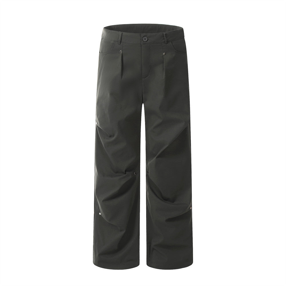 Men's Loose Pleated Paratrooper Straight Sports Pants