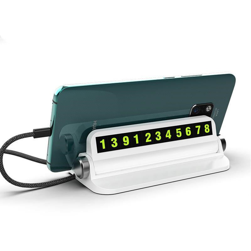 Tarjeta luminosa para estacionamiento temporal de coche, pegatina para coche, ambientador, placa de tarjetas de número de teléfono, accesorios universales para coche