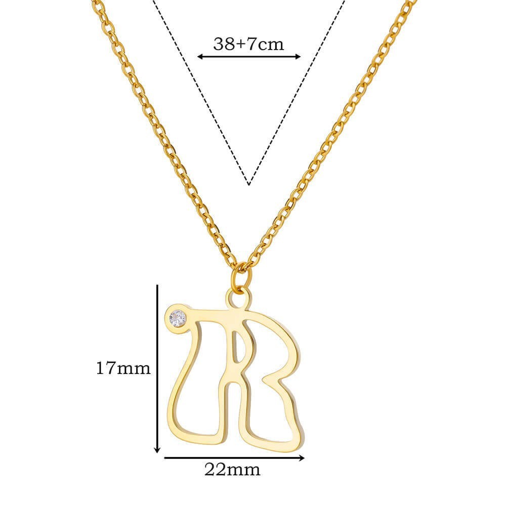 Collier avec pendentif en forme de lettre creuse Simple pour filles, ornement en acier inoxydable