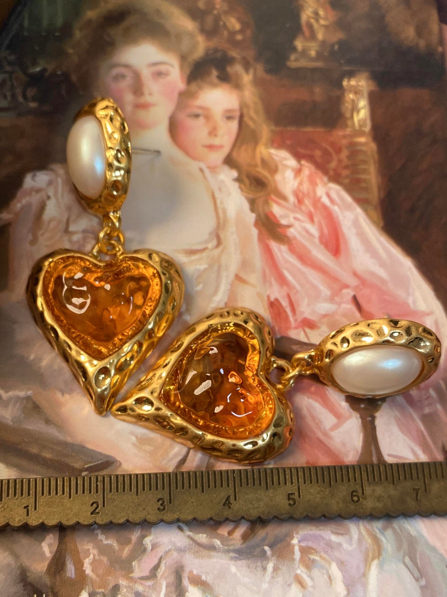 Pearl Heart Middle Ancient Glaze Earring Ear Clip