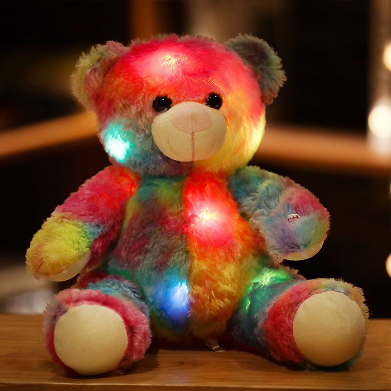 La almohada de la muñeca del oso de peluche con luz LED ilumina el juguete de peluche