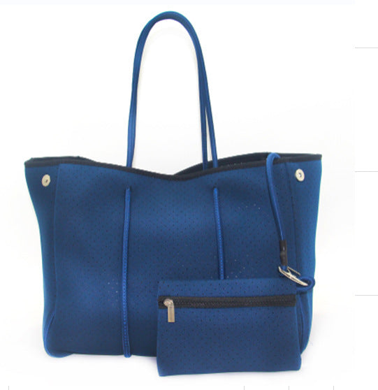 Bolso de playa portátil negro impreso con estampado de leopardo, viaje de ocio