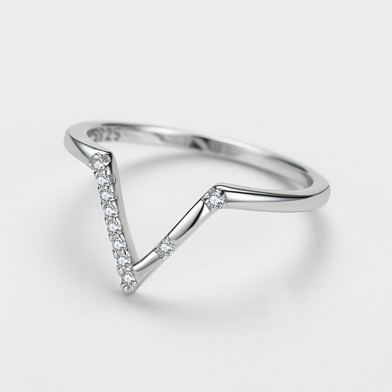 Women's Fashion V-shaped S925 Sterling Silver Ring