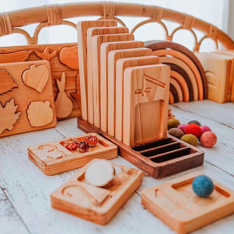 Jouets Montessori en bois, cadre en noyer, planche de comptage, plateau pyramidal, engourdissement numérique