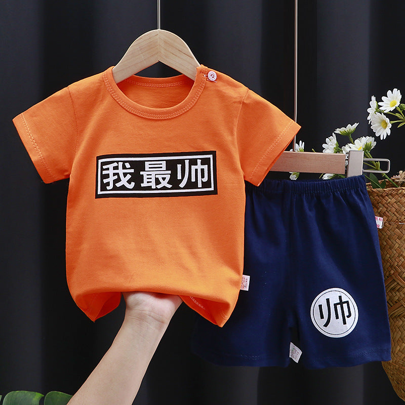 Costume à manches courtes pour enfants, T-shirt en coton, vêtements pour bébés