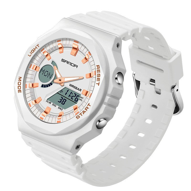 Montre électronique de sport multifonctionnelle étanche à double affichage