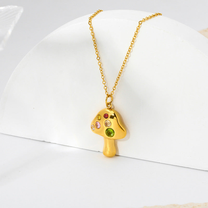 Collier pendentif champignon de dessin animé mignon, tout assorti