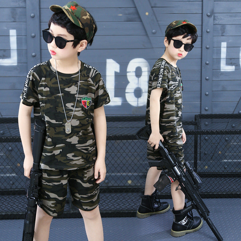 Vêtements d'été camouflage à manches courtes pour garçons 