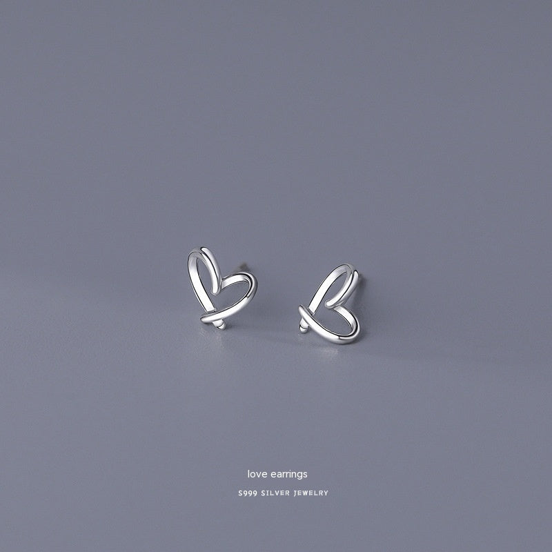 S999 Pure Silver Stud Earrings For Women Simple