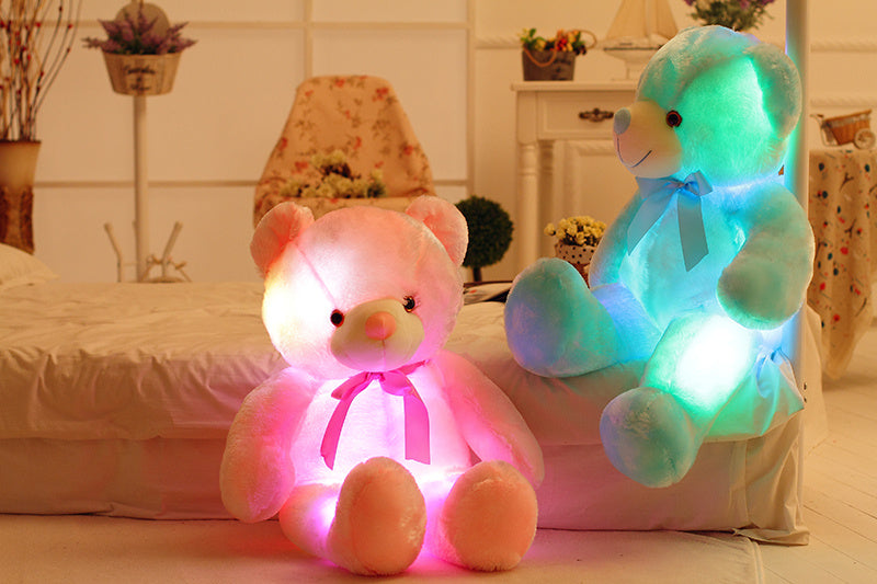 Créatif éclairage LED ours en peluche animaux en peluche jouet coloré brillant cadeau de noël pour enfants oreiller