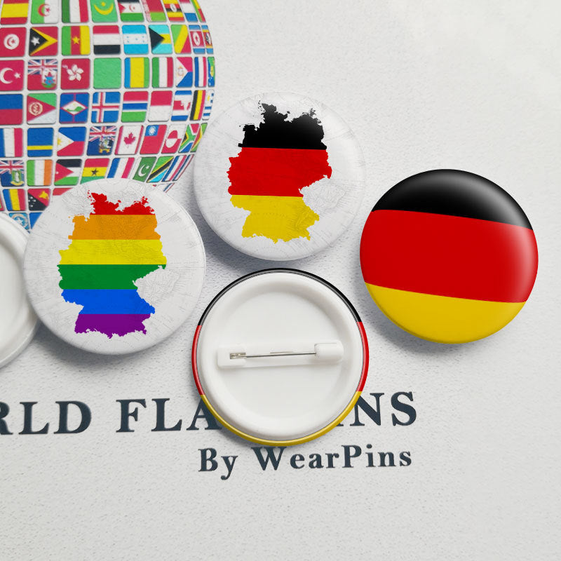 Badge de bouton arc-en-ciel de carte de drapeau de l'Allemagne
