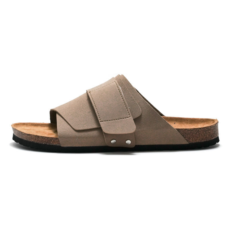 Couple Beach Wear Sandales en liège avec surface en cuir