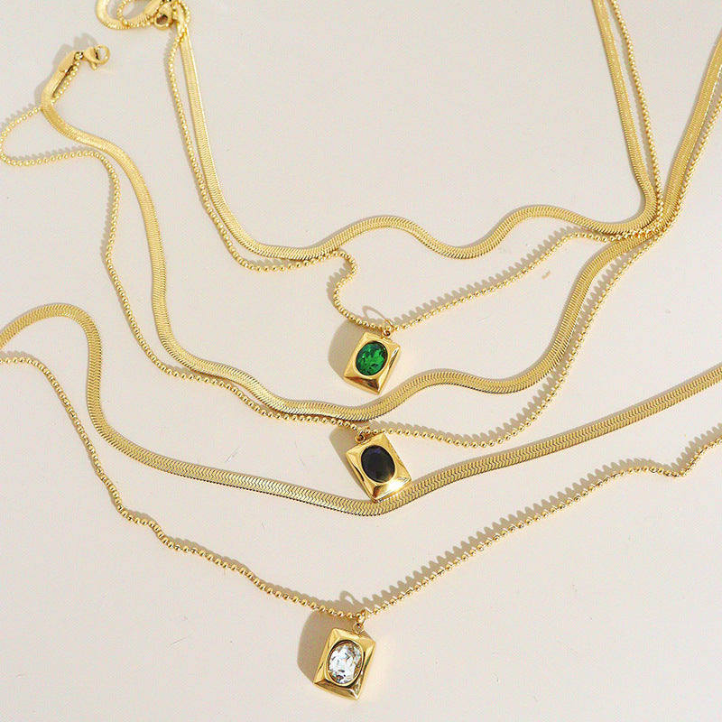 Collier à double clavicule simple, européen et américain, double couche