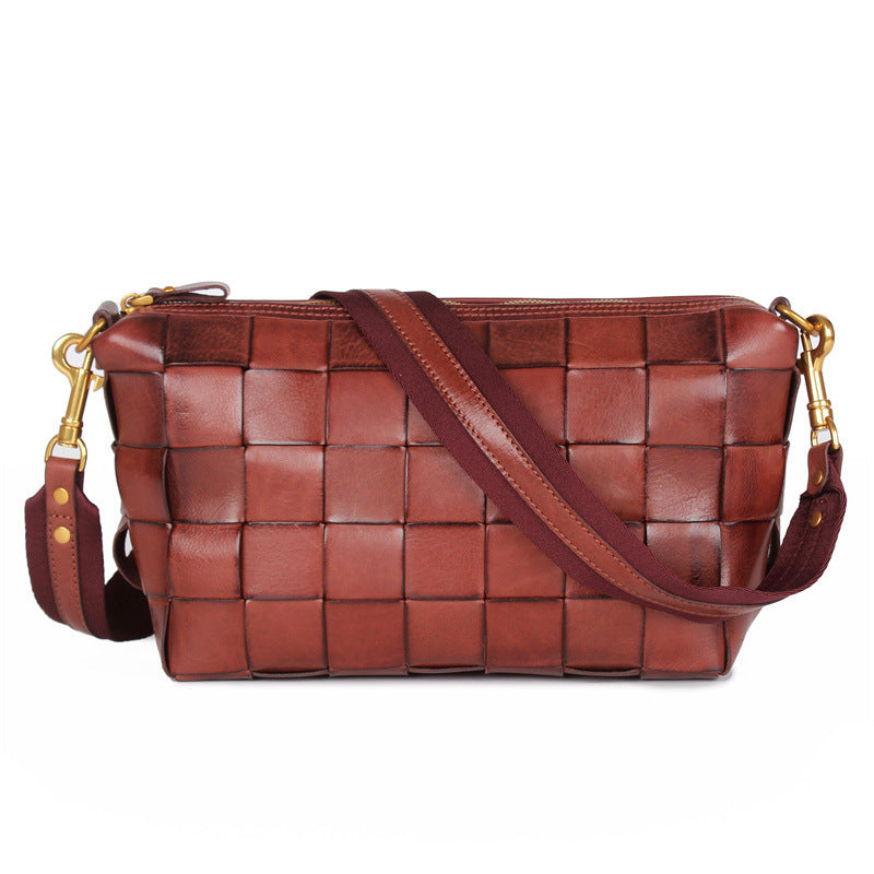 Sac à bandoulière vintage tissé à la main avec peau de vache à couche supérieure tannée végétale