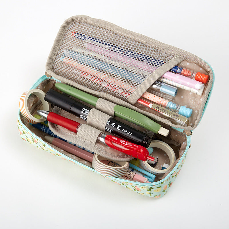 Pastoral Floral Simple multifuncional estudiante papelería pluma bolsa de almacenamiento