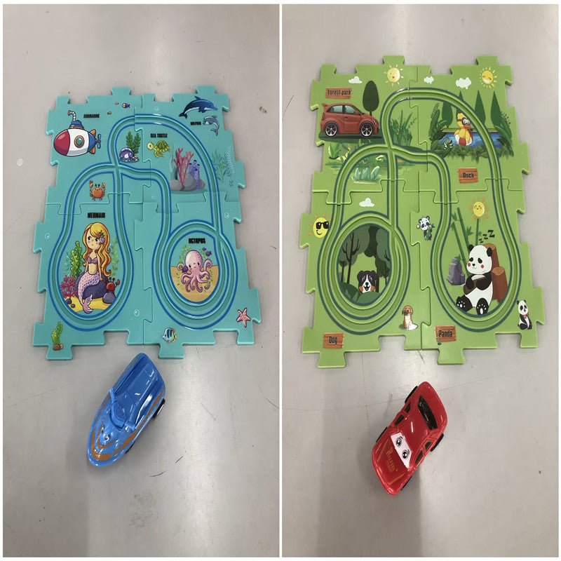 Puzzle pour enfants, vitesse de chemin de fer électrique, assemblage de voiture électrique automatique, scène de ville, Construction, jouet éducatif, cadeau