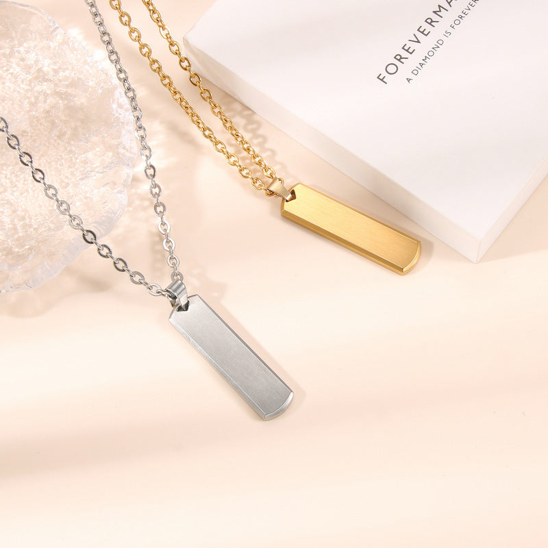 Simple Pendant Stainless Steel Nameplate Necklace Accessories
