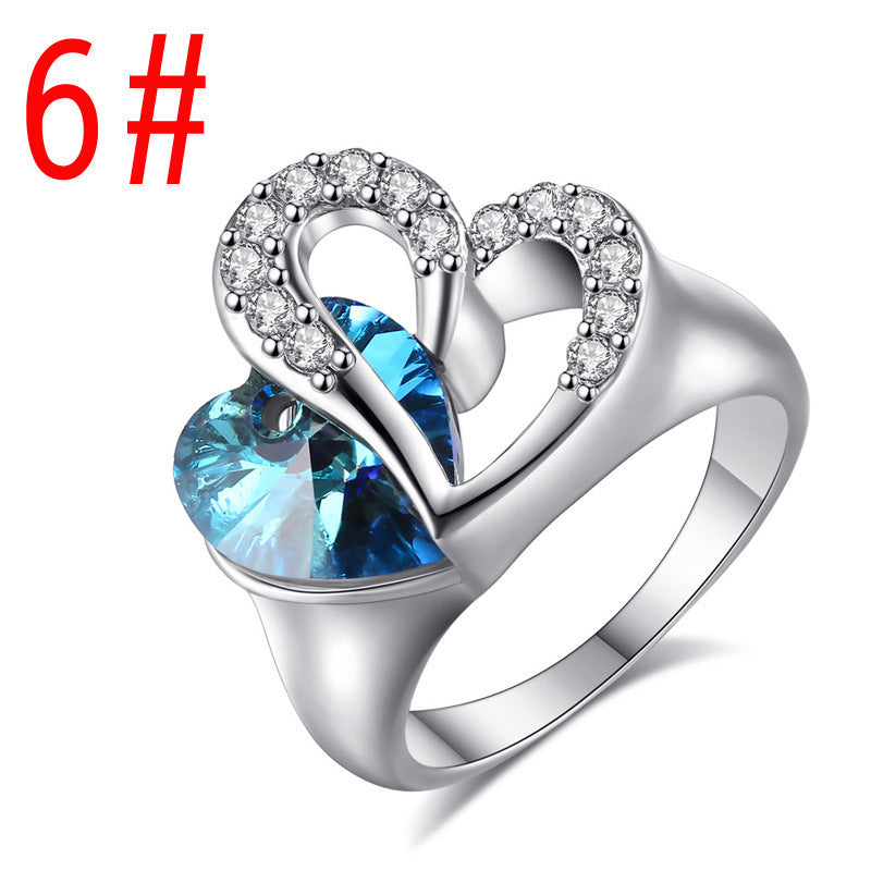 Bague cœur d'océan en cristal saphir Titanic