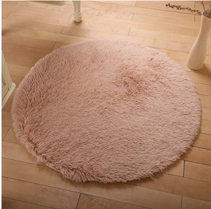 Tapis rond moelleux en fausse fourrure pour décoration de salon, Long tapis en peluche pour chambre d'enfants, tapis moderne à poils longs