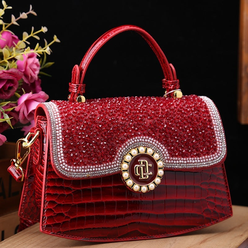 Mode nouveau sac à bandoulière portable en cuir verni diamant